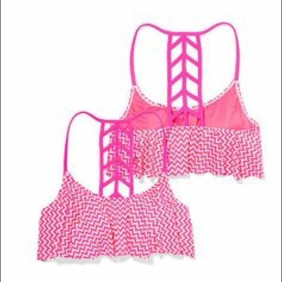 New Y2K PINK by Victoria’s Secret Ladder Back Chevron Bikini Top Size Small - Picture 3 of 3